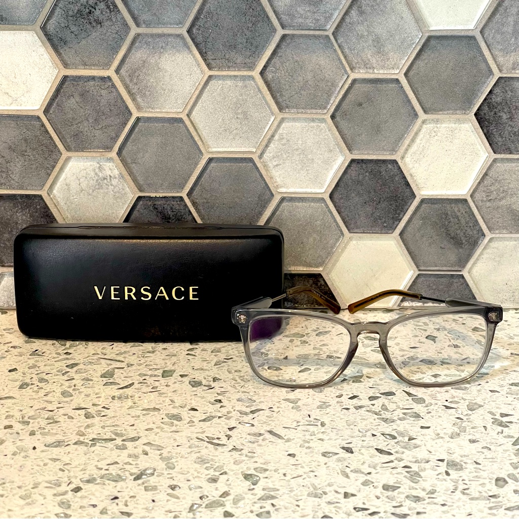 Versace Gray Eyeglasses With Case